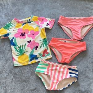 Tea Collection swim suit bundle rash guard bikini bottoms 5 6 7